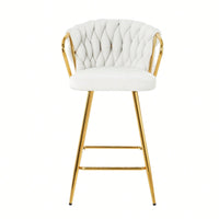 Modern High Stool With Gold Plated Legs Dark Grey Linen Bar Chairs For Kitchen Dining Cafe Restaurant Set Of 2