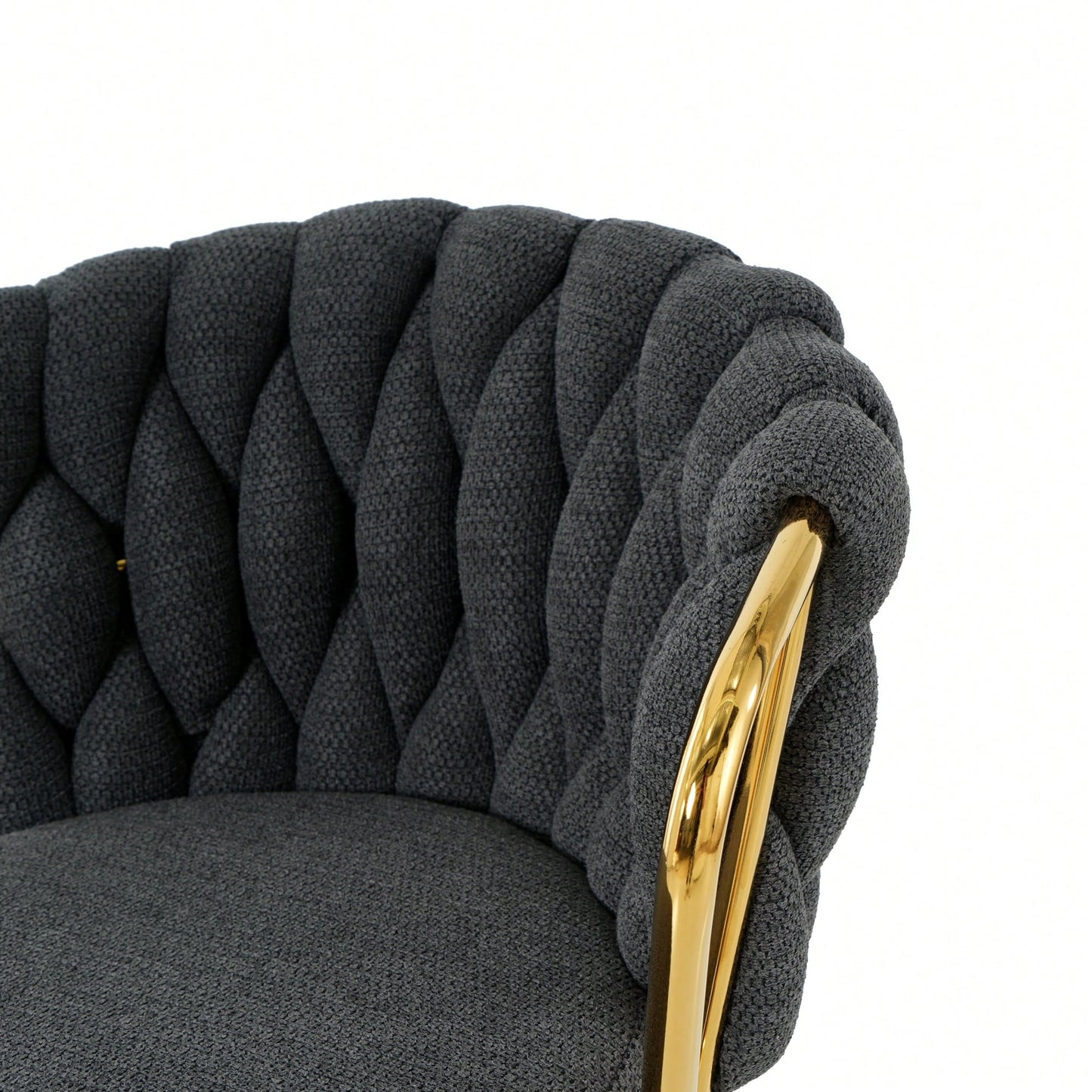 Modern High Stool With Gold Plated Legs Dark Grey Linen Bar Chairs For Kitchen Dining Cafe Restaurant Set Of 2
