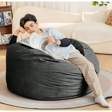 Luxurious 4-Foot Velvet Bean Bag Chair with Soft Fur and Memory Foam for Adults Plush Lazy Sofa with Removable Fluffy Sponge