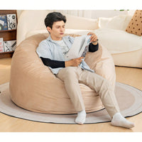 Luxurious 4-Foot Velvet Bean Bag Chair with Soft Fur and Memory Foam for Adults Plush Lazy Sofa with Removable Fluffy Sponge