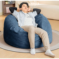 Luxurious 4-Foot Velvet Bean Bag Chair with Soft Fur and Memory Foam for Adults Plush Lazy Sofa with Removable Fluffy Sponge