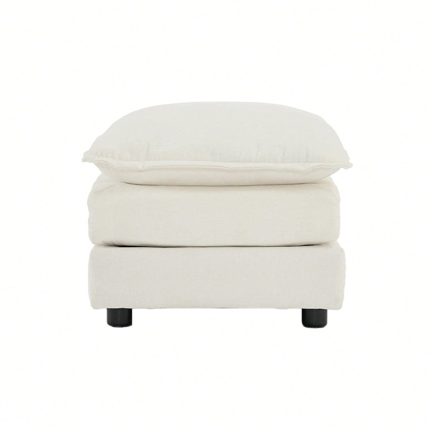 Chenille Fabric Footrest Ottoman For 2 To 4 Seater Sofas In White