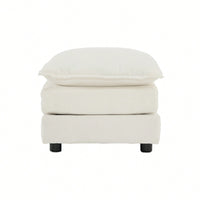 Chenille Fabric Footrest Ottoman For 2 To 4 Seater Sofas In White