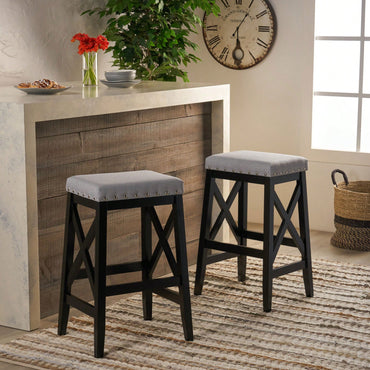 Set Of 2, Elegant Modern Saddle Barstool With Comfortable Cushion And Stylish Design For Kitchen Or Home Bar