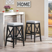 Set Of 2, Elegant Modern Saddle Barstool With Comfortable Cushion And Stylish Design For Kitchen Or Home Bar