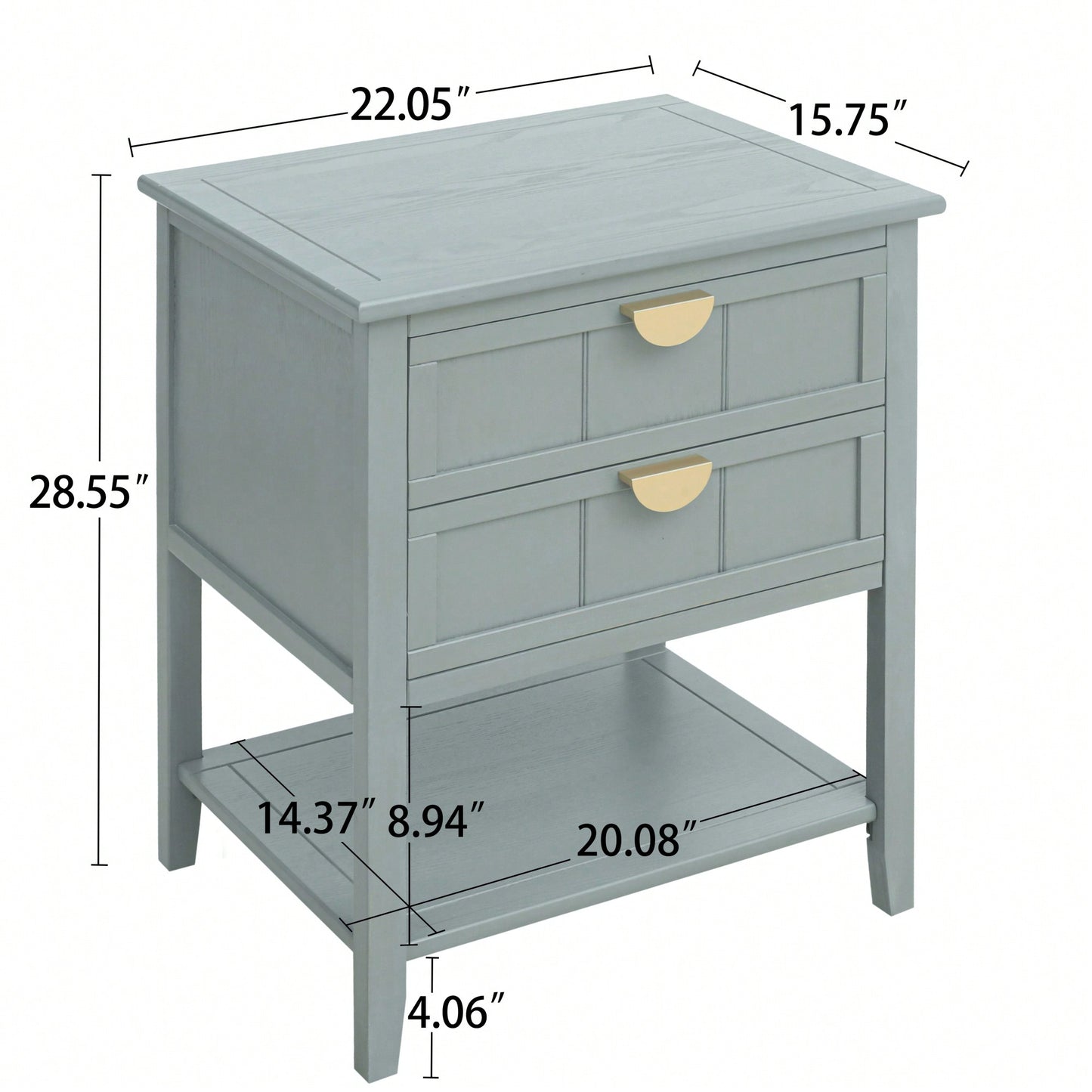 American Style 2 Drawer Side Table For Bedroom Living Room Study End Table