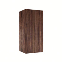 14 Inch Wall-Mounted Floating Striped Bathroom Side Cabinet With Door And Shelf In Retro Walnut Finish