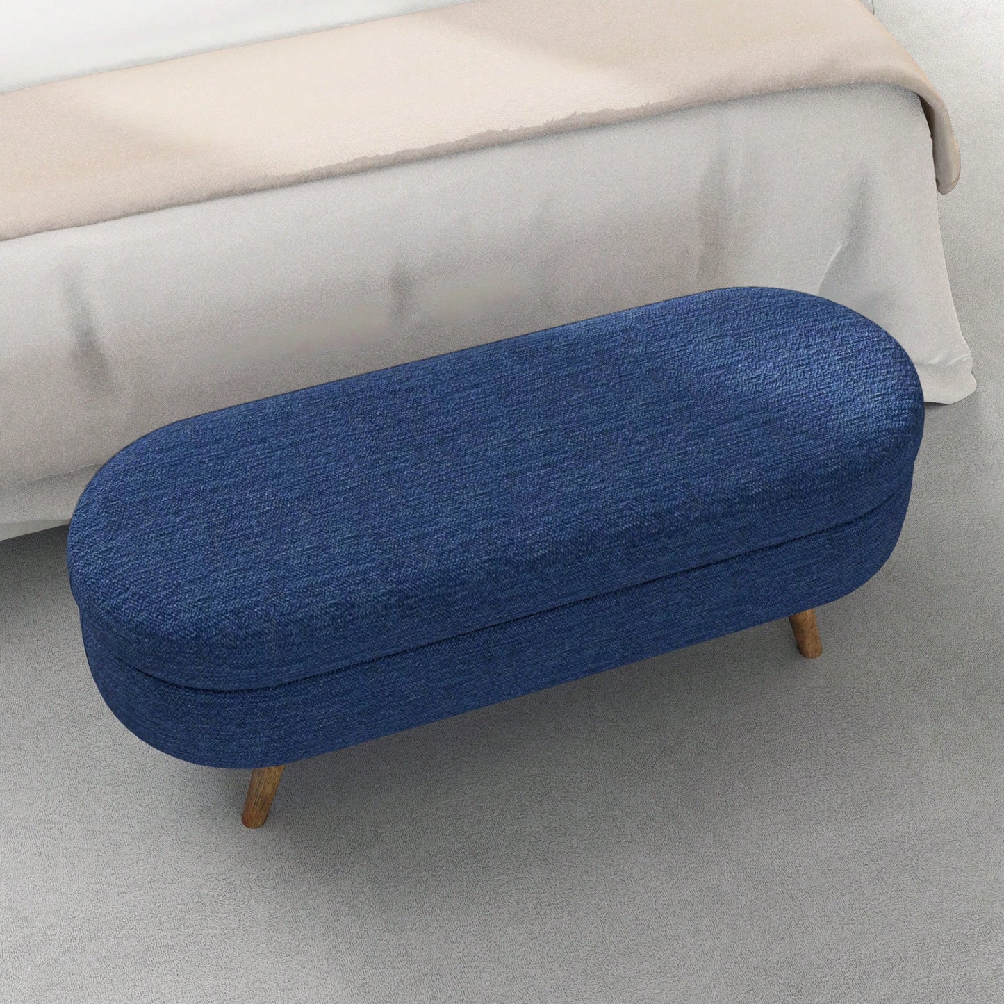 Ottoman Storage Bench With Rubber Wood Legs Stylish And Functional Furniture Solution