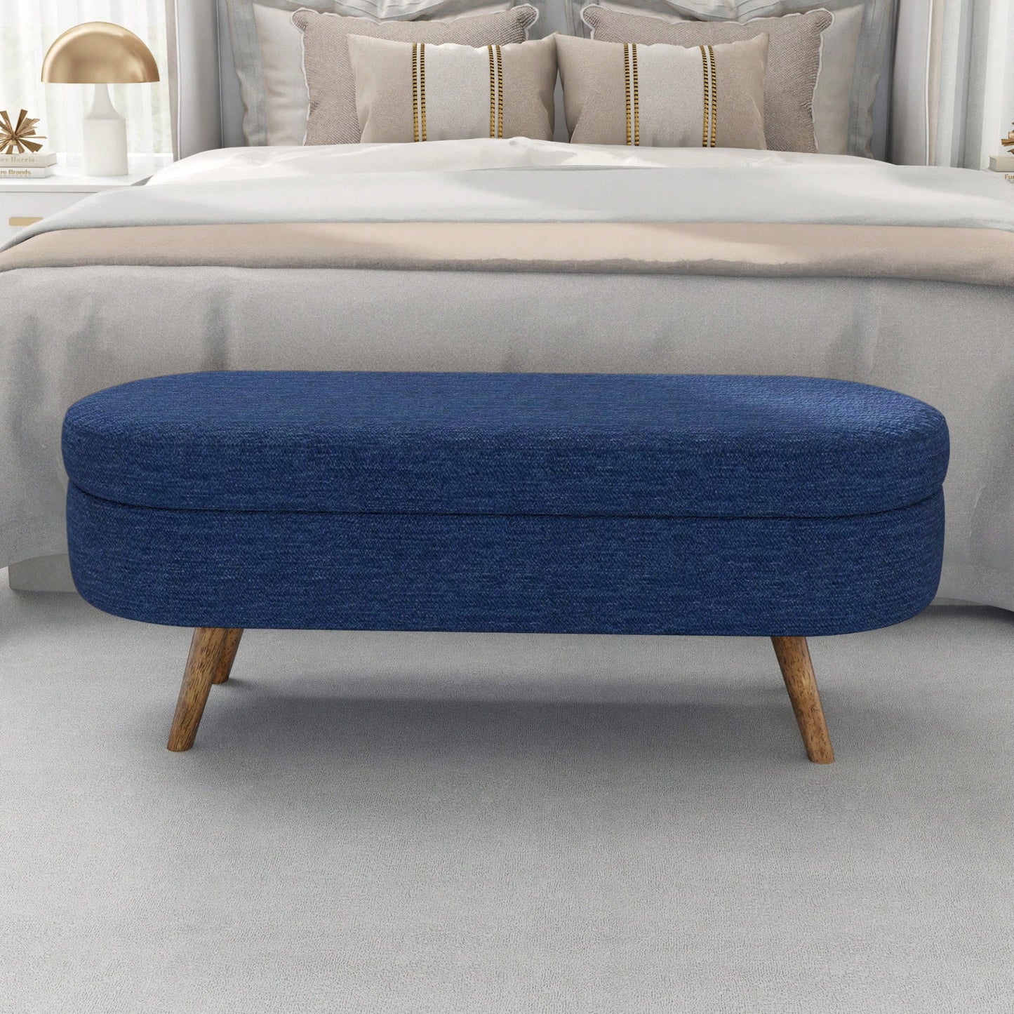 Ottoman Storage Bench With Rubber Wood Legs Stylish And Functional Furniture Solution