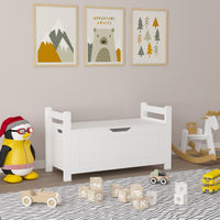 Rubber Wood Toy Storage Chest With Flip-Top Lid And Safety Hinge For Nursery And Playroom Organization