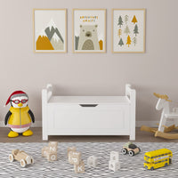 Rubber Wood Toy Storage Chest With Flip-Top Lid And Safety Hinge For Nursery And Playroom Organization