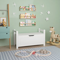 Rubber Wood Toy Storage Chest With Flip-Top Lid And Safety Hinge For Nursery And Playroom Organization