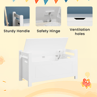 Rubber Wood Toy Storage Chest With Flip-Top Lid And Safety Hinge For Nursery And Playroom Organization