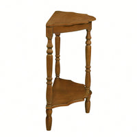 42 Inch Retro Half-Moon Console Table With Cloud Design Top And Open Shelf Solid Wood Frame And Legs In Brown