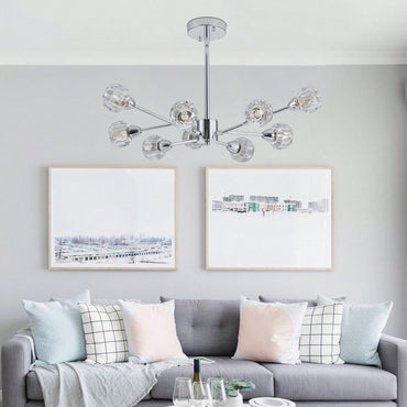 Elegant 9-Light Golden Crystal Chandelier For Living Room Dining Room Bedroom Kitchen Lighting Fixtures