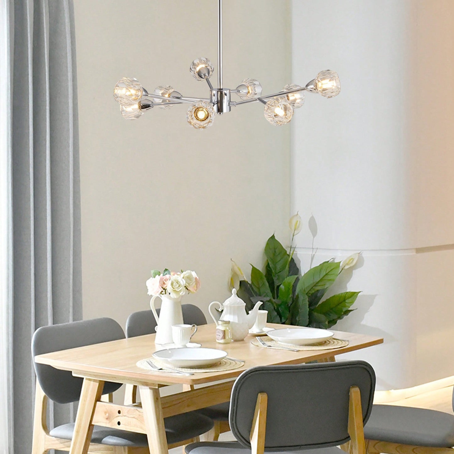 Elegant 9-Light Golden Crystal Chandelier For Living Room Dining Room Bedroom Kitchen Lighting Fixtures