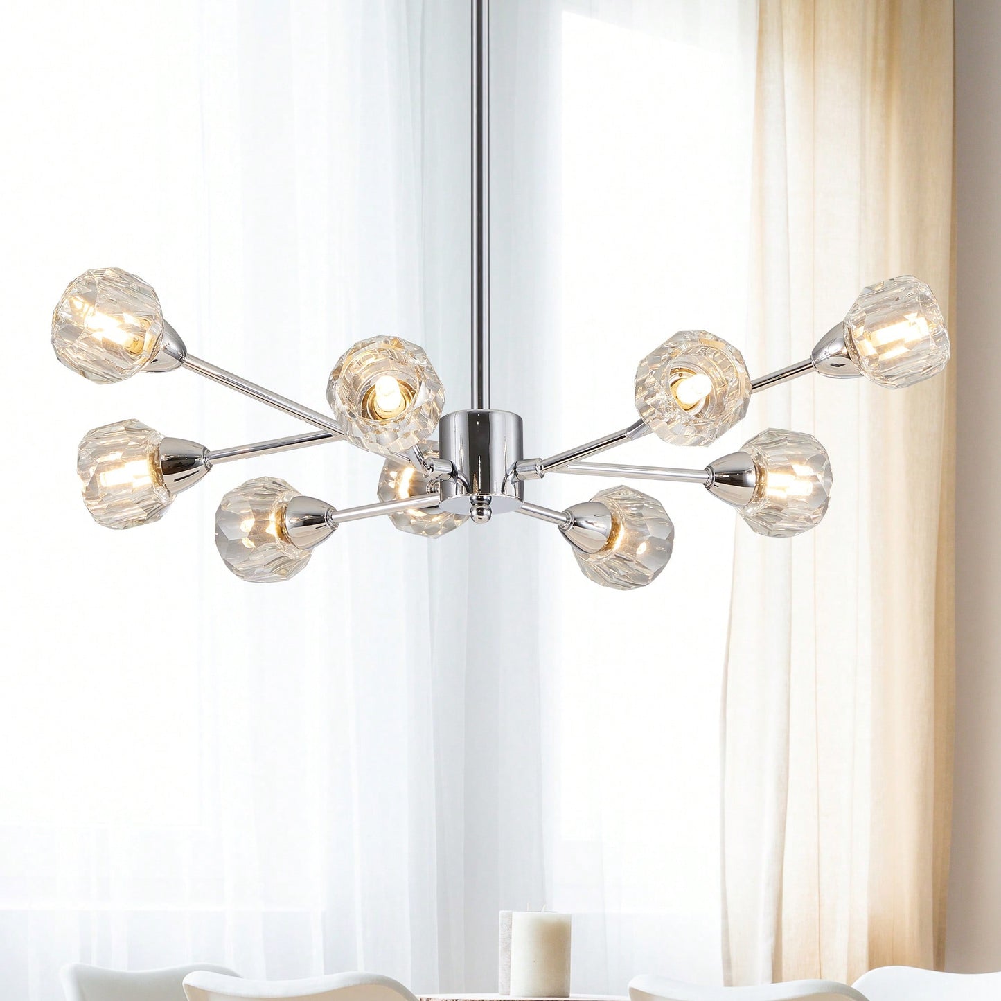 Elegant 9-Light Golden Crystal Chandelier For Living Room Dining Room Bedroom Kitchen Lighting Fixtures