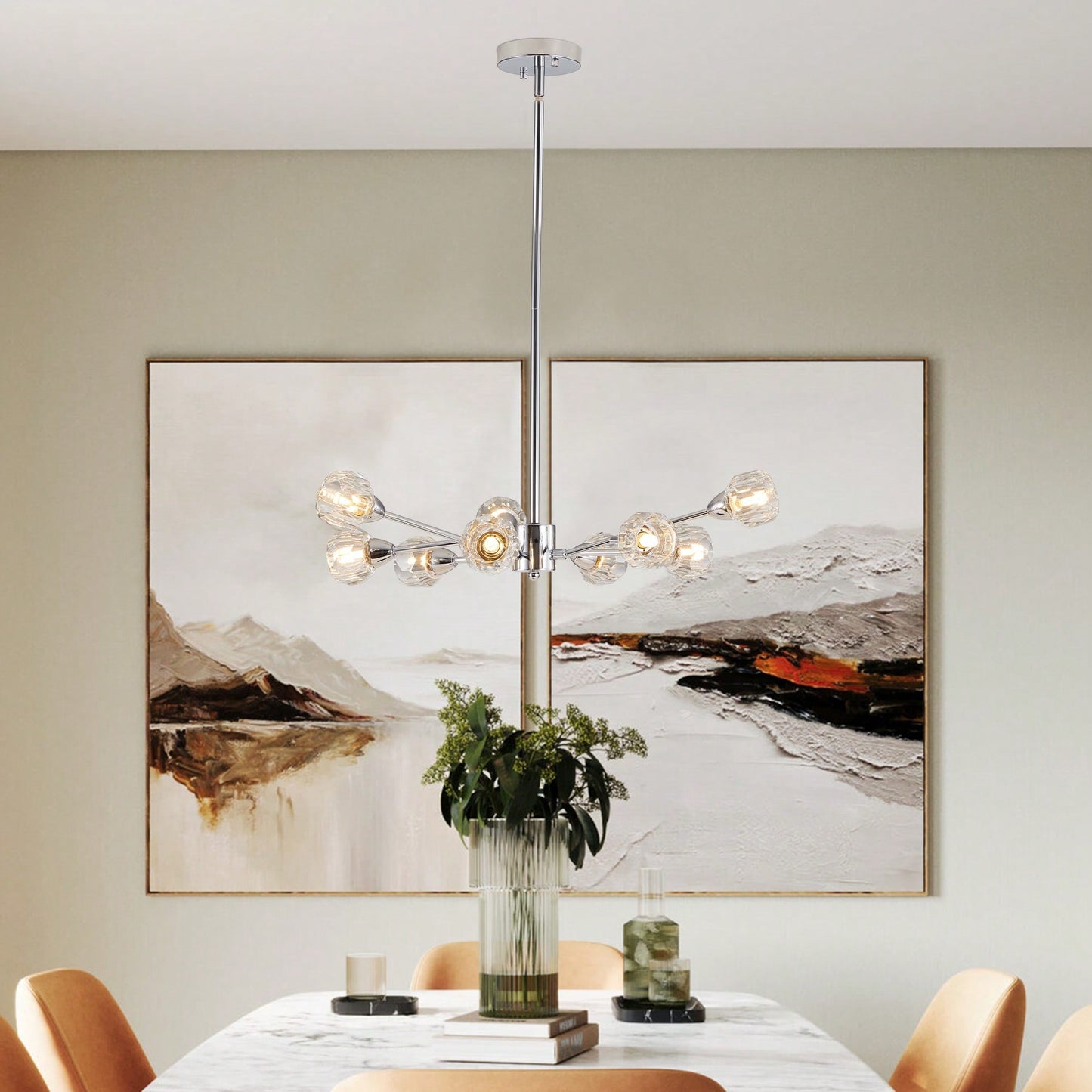 Elegant 9-Light Golden Crystal Chandelier For Living Room Dining Room Bedroom Kitchen Lighting Fixtures