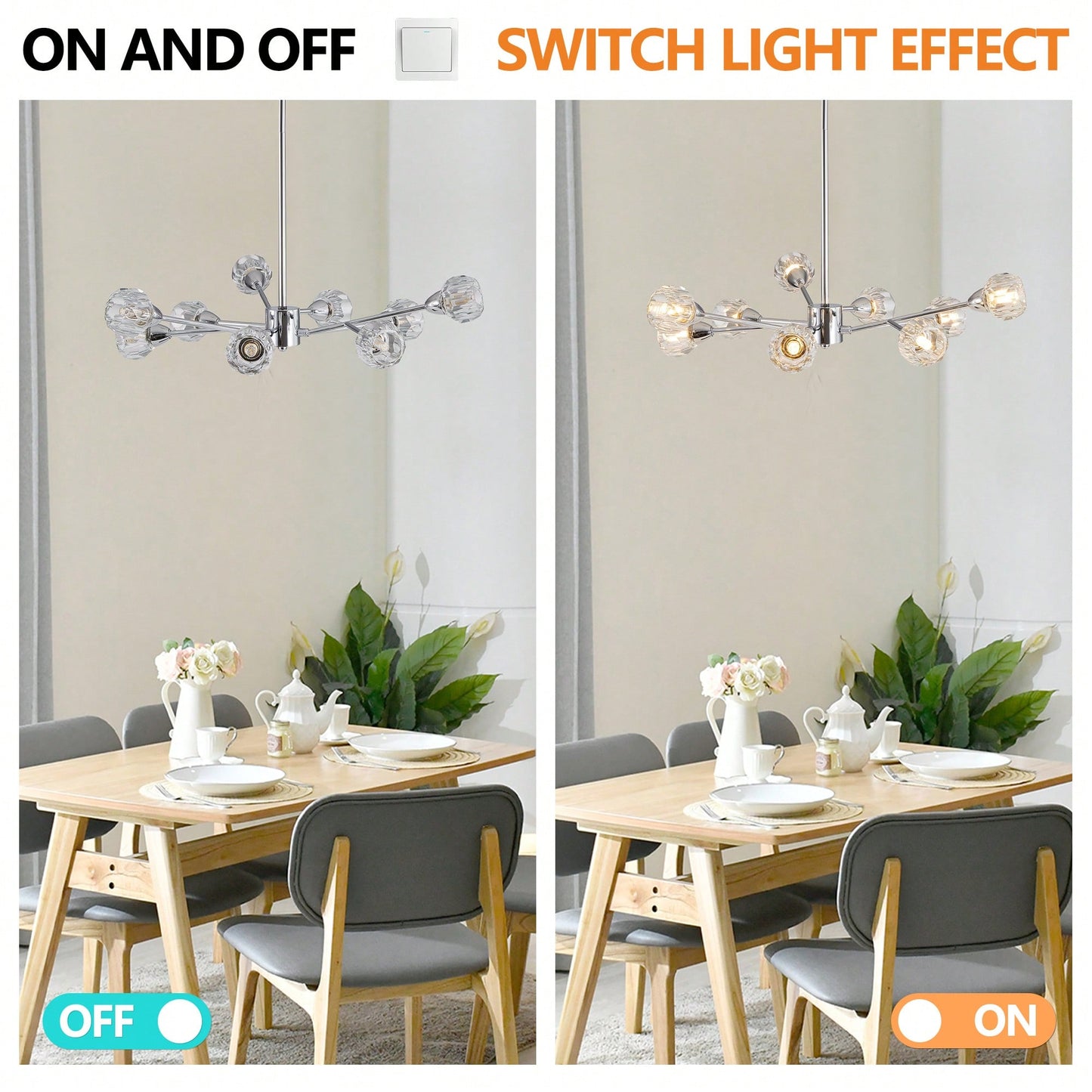 Elegant 9-Light Golden Crystal Chandelier For Living Room Dining Room Bedroom Kitchen Lighting Fixtures