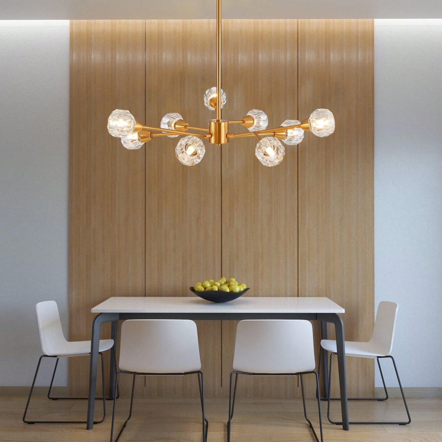 Elegant 9-Light Golden Crystal Chandelier For Living Room Dining Room Bedroom Kitchen Lighting Fixtures