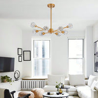 Elegant 9-Light Golden Crystal Chandelier For Living Room Dining Room Bedroom Kitchen Lighting Fixtures