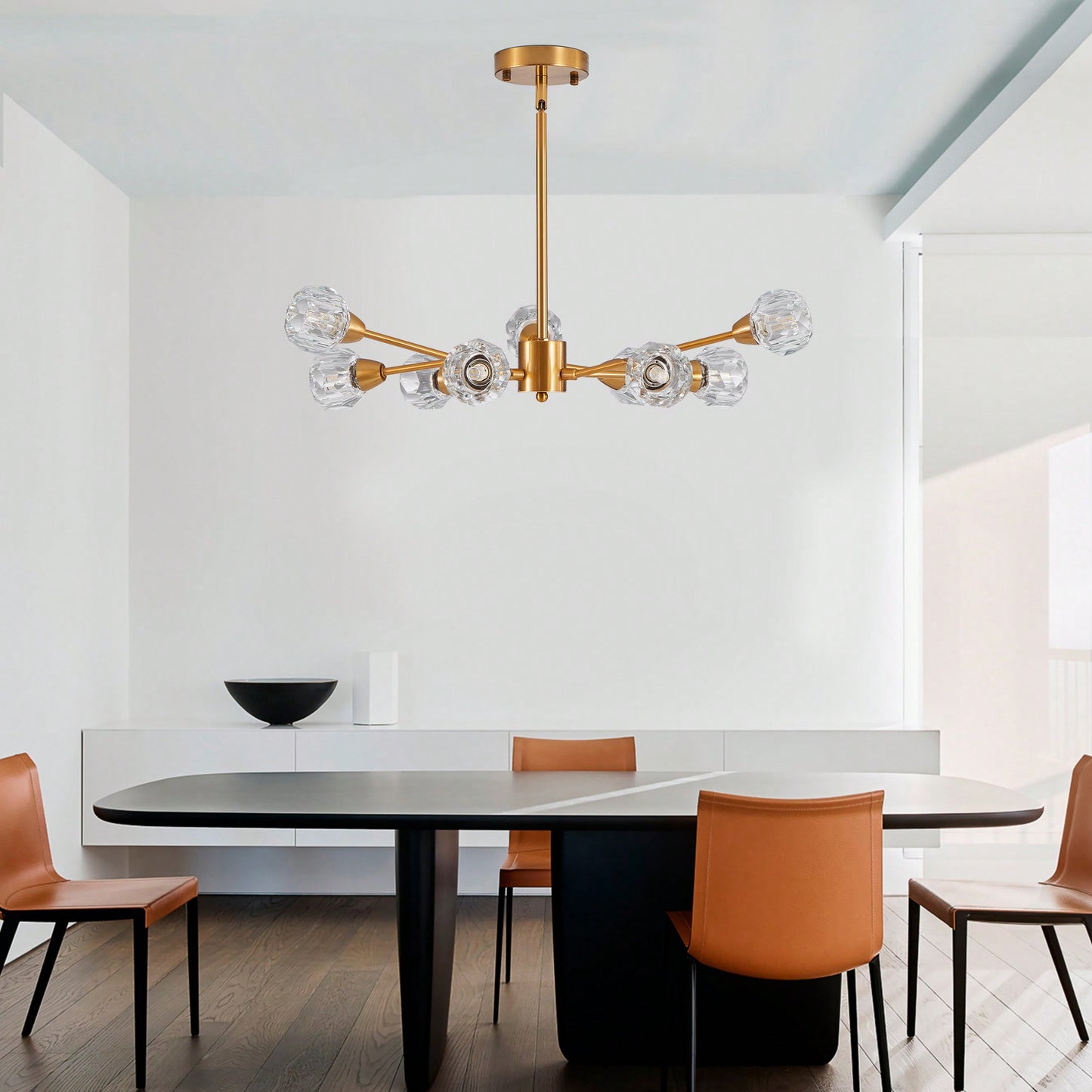 Elegant 9-Light Golden Crystal Chandelier For Living Room Dining Room Bedroom Kitchen Lighting Fixtures