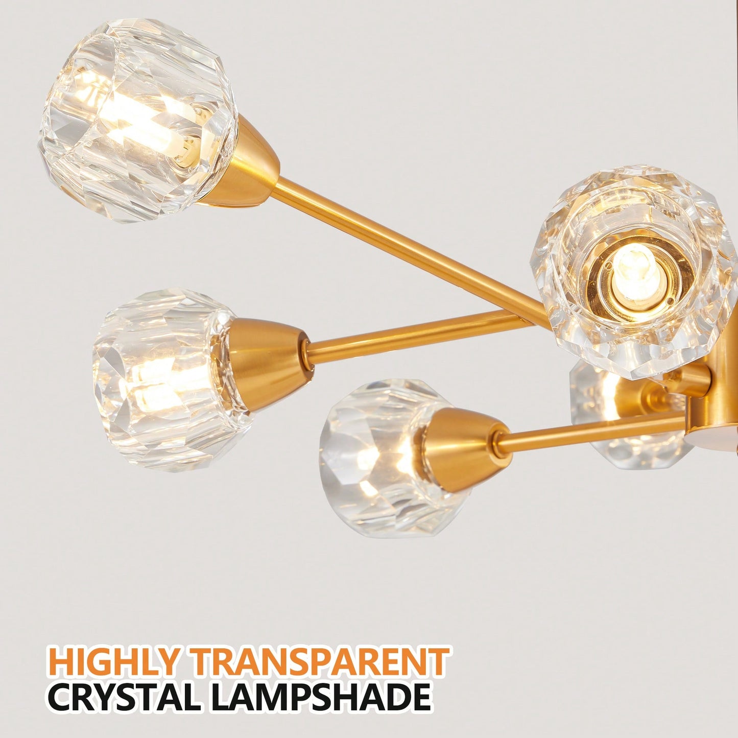 Elegant 9-Light Golden Crystal Chandelier For Living Room Dining Room Bedroom Kitchen Lighting Fixtures