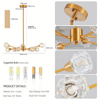 Elegant 9-Light Golden Crystal Chandelier For Living Room Dining Room Bedroom Kitchen Lighting Fixtures