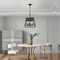 Vintage 4-Light Farmhouse Chandelier Antique Style Light Fixture For Kitchen Dining Room Living Room Walnut Finish
