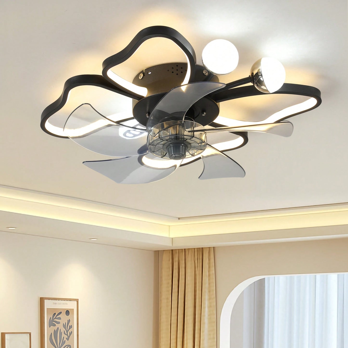 19.7 Inch Modern Butterfly Ceiling Fan with Lights Remote Control Noiseless Timing Function Ideal for Bedroom Living Room Kids