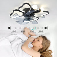 19.7 Inch Modern Butterfly Ceiling Fan with Lights Remote Control Noiseless Timing Function Ideal for Bedroom Living Room Kids