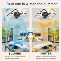 19.7 Inch Modern Butterfly Ceiling Fan with Lights Remote Control Noiseless Timing Function Ideal for Bedroom Living Room Kids