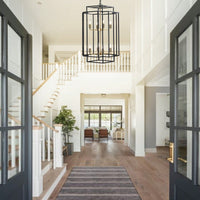 8-Light Black Tiered Lantern Pendant Chandelier Industrial Farmhouse Hanging Light Fixture