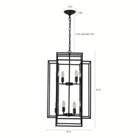 8-Light Black Tiered Lantern Pendant Chandelier Industrial Farmhouse Hanging Light Fixture