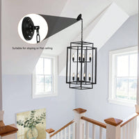 8-Light Black Tiered Lantern Pendant Chandelier Industrial Farmhouse Hanging Light Fixture