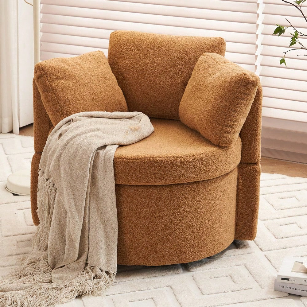 Swivel And Storage Chair With Back Cushion For Living Room