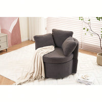 Swivel And Storage Chair With Back Cushion For Living Room