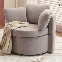 Swivel And Storage Chair With Back Cushion For Living Room