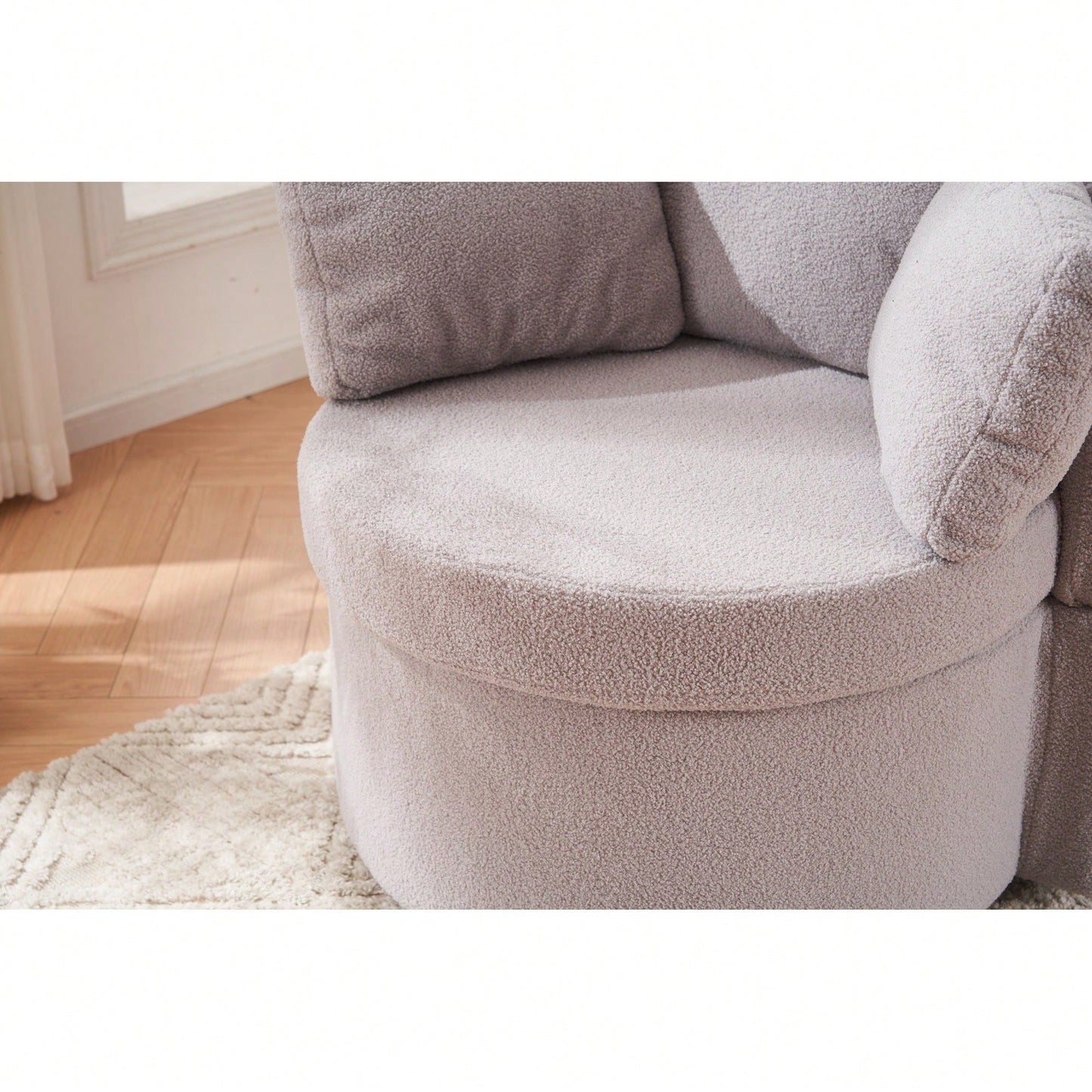 Swivel And Storage Chair With Back Cushion For Living Room