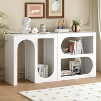 Modular Entryway Console Table With Rectangular And Curved Design For Customizable Arrangements In Study, Entrance, And Living Room