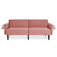Tufted Convertible Futon Couch With Adjustable Armrests For Small Spaces And Apartments