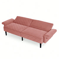 Tufted Convertible Futon Couch With Adjustable Armrests For Small Spaces And Apartments