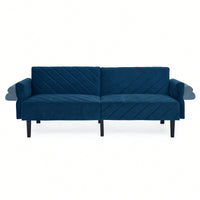 Tufted Convertible Futon Couch With Adjustable Armrests For Small Spaces And Apartments