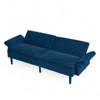 Tufted Convertible Futon Couch With Adjustable Armrests For Small Spaces And Apartments