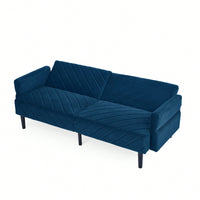 Tufted Convertible Futon Couch With Adjustable Armrests For Small Spaces And Apartments