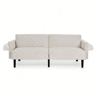 Tufted Convertible Futon Couch With Adjustable Armrests For Small Spaces And Apartments