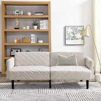Tufted Convertible Futon Couch With Adjustable Armrests For Small Spaces And Apartments