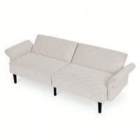 Tufted Convertible Futon Couch With Adjustable Armrests For Small Spaces And Apartments