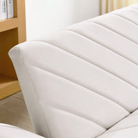 Tufted Convertible Futon Couch With Adjustable Armrests For Small Spaces And Apartments