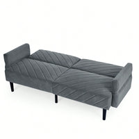 Tufted Convertible Futon Couch With Adjustable Armrests For Small Spaces And Apartments